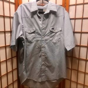 VTG Wrangler Chambray Short Sleeve Snap Shirt